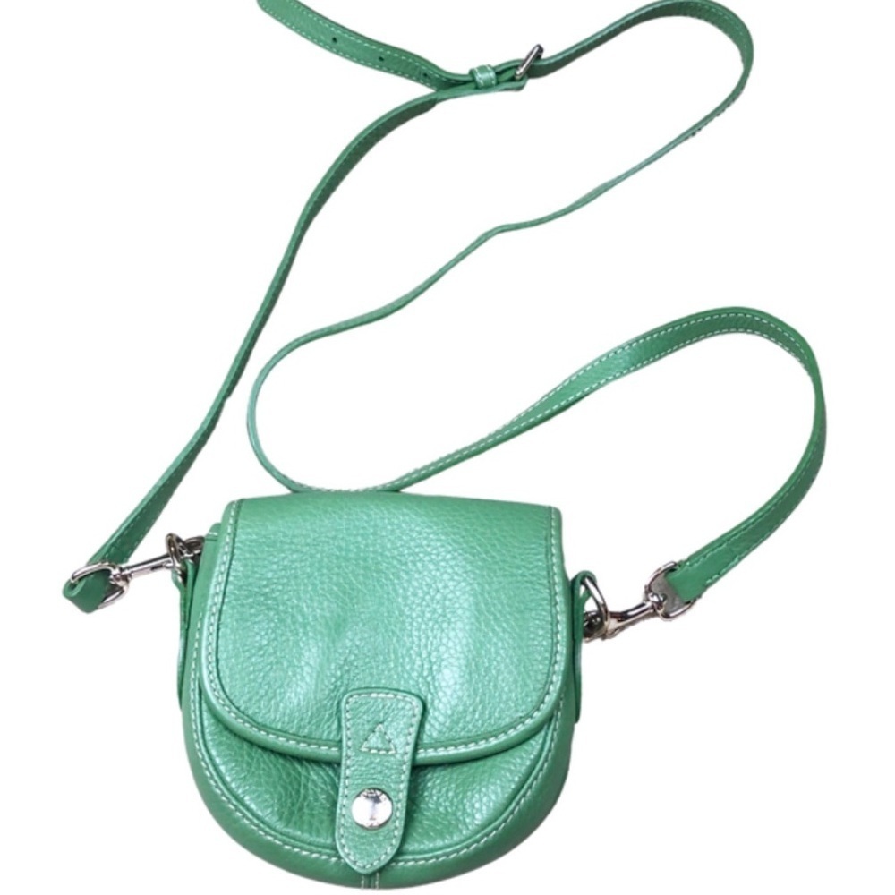 Dooney‎ & Bourke Green Leather Saddle Crossbody Small Flap Snap Closure Bag